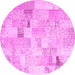 Round Patchwork Pink Transitional Rug, con2887pnk