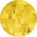 Round Patchwork Yellow Transitional Rug, con2887yw