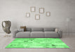 Machine Washable Patchwork Emerald Green Transitional Area Rugs in a Living Room,, wshcon2887emgrn