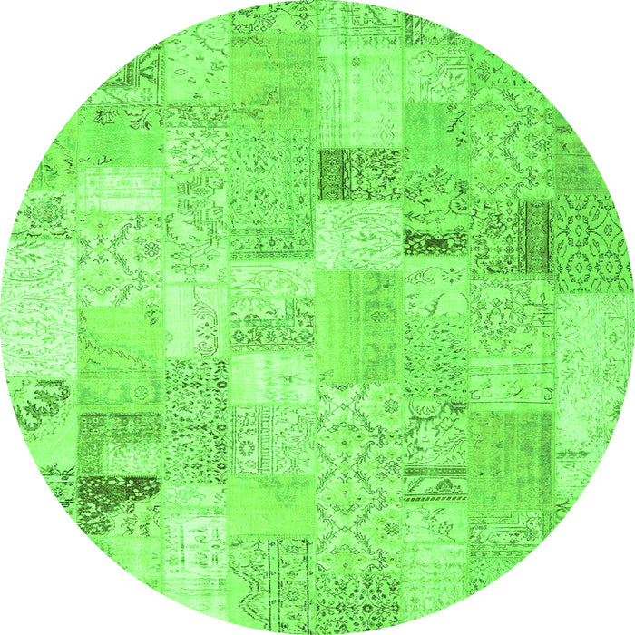 Square Patchwork Green Transitional Rug, con2887grn