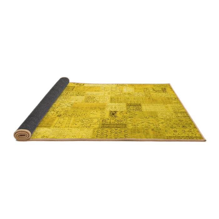 Sideview of Patchwork Yellow Transitional Rug, con2887yw