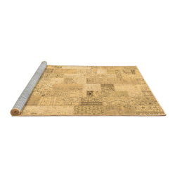 Sideview of Machine Washable Patchwork Brown Transitional Rug, wshcon2887brn