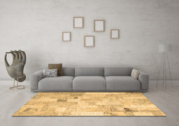 Machine Washable Patchwork Brown Transitional Rug in a Living Room,, wshcon2887brn