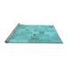 Sideview of Machine Washable Patchwork Light Blue Transitional Rug, wshcon2887lblu