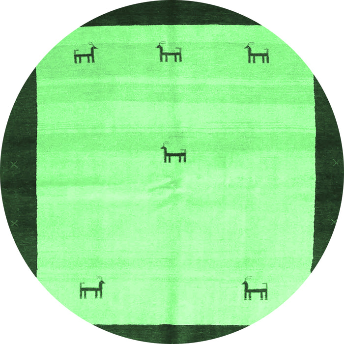 Round Solid Emerald Green Modern Rug, con2888emgrn