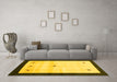 Machine Washable Solid Yellow Modern Rug in a Living Room, wshcon2888yw