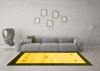 Machine Washable Solid Yellow Modern Rug, wshcon2888yw