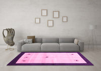 Machine Washable Solid Pink Modern Rug, wshcon2888pnk