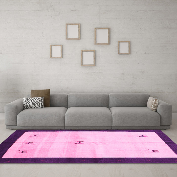 Machine Washable Solid Pink Modern Rug in a Living Room, wshcon2888pnk
