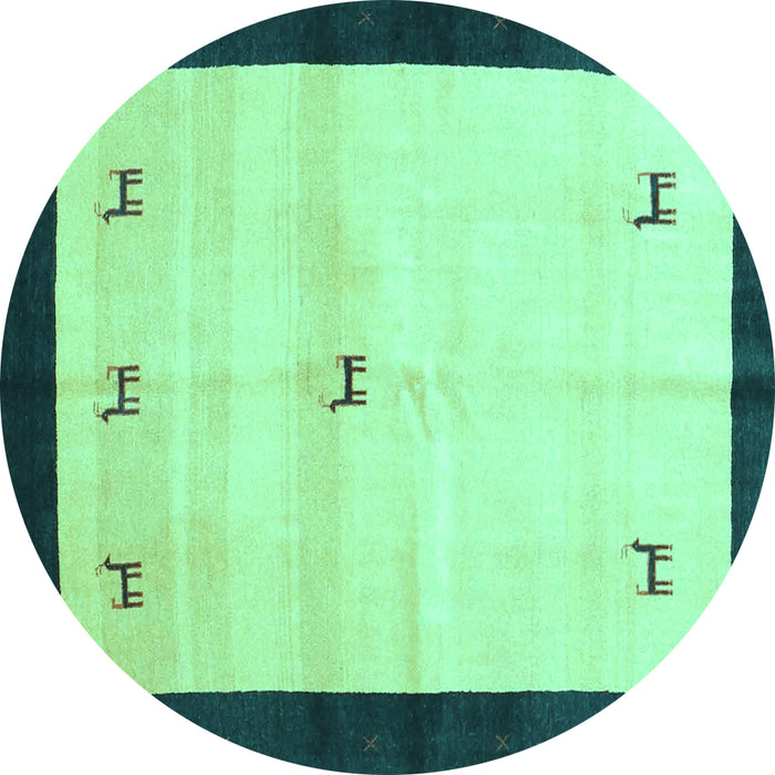 Round Machine Washable Solid Turquoise Modern Area Rugs, wshcon2888turq