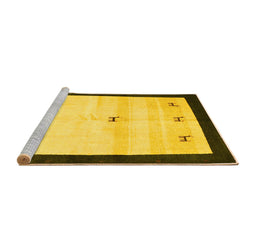 Sideview of Machine Washable Solid Yellow Modern Rug, wshcon2888yw