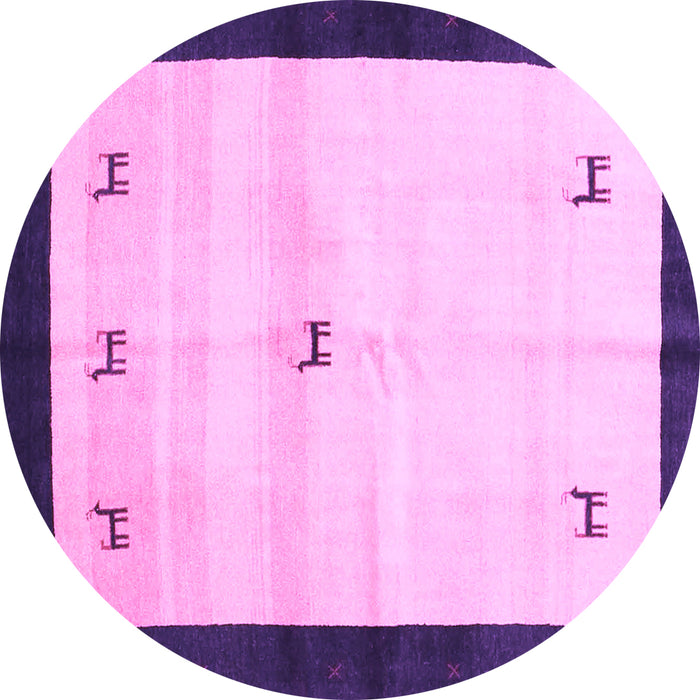 Round Machine Washable Solid Purple Modern Area Rugs, wshcon2888pur