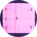 Round Machine Washable Solid Purple Modern Area Rugs, wshcon2888pur