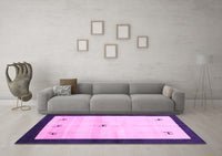 Machine Washable Solid Purple Modern Rug, wshcon2888pur