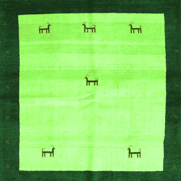 Serging Thickness of Solid Green Modern Rug, con2888grn