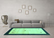 Machine Washable Solid Turquoise Modern Area Rugs in a Living Room,, wshcon2888turq
