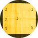 Round Solid Yellow Modern Rug, con2888yw