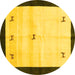 Round Machine Washable Solid Yellow Modern Rug, wshcon2888yw