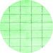 Round Machine Washable Solid Emerald Green Modern Area Rugs, wshcon2889emgrn