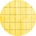 Round Solid Yellow Modern Rug, con2889yw