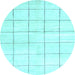 Round Machine Washable Solid Light Blue Modern Rug, wshcon2889lblu