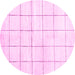 Round Machine Washable Solid Pink Modern Rug, wshcon2889pnk