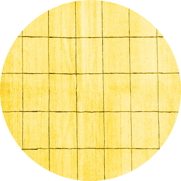 Round Machine Washable Solid Yellow Modern Rug, wshcon2889yw