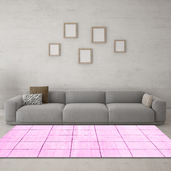Machine Washable Solid Pink Modern Rug in a Living Room, wshcon2889pnk