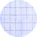 Round Machine Washable Solid Blue Modern Rug, wshcon2889blu