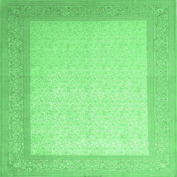 Square Machine Washable Abstract Emerald Green Contemporary Area Rugs, wshcon288emgrn