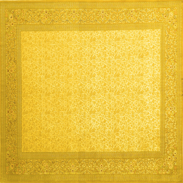 Square Machine Washable Abstract Yellow Contemporary Rug, wshcon288yw