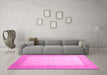 Machine Washable Abstract Pink Contemporary Rug in a Living Room, wshcon288pnk