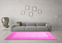 Machine Washable Abstract Pink Contemporary Rug, wshcon288pnk