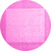 Round Machine Washable Abstract Pink Contemporary Rug, wshcon288pnk