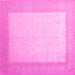 Square Machine Washable Abstract Pink Contemporary Rug, wshcon288pnk