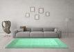 Machine Washable Abstract Turquoise Contemporary Area Rugs in a Living Room,, wshcon288turq