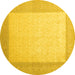 Round Machine Washable Abstract Yellow Contemporary Rug, wshcon288yw