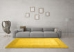 Machine Washable Abstract Yellow Contemporary Rug in a Living Room, wshcon288yw