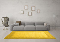 Machine Washable Abstract Yellow Contemporary Rug, wshcon288yw