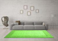 Machine Washable Abstract Green Contemporary Rug, wshcon288grn