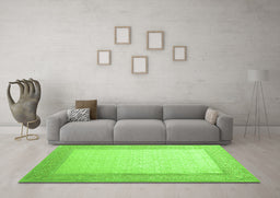 Machine Washable Abstract Green Contemporary Area Rugs in a Living Room,, wshcon288grn