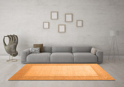 Machine Washable Abstract Orange Contemporary Area Rugs in a Living Room, wshcon288org