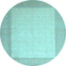 Round Abstract Light Blue Contemporary Rug, con288lblu