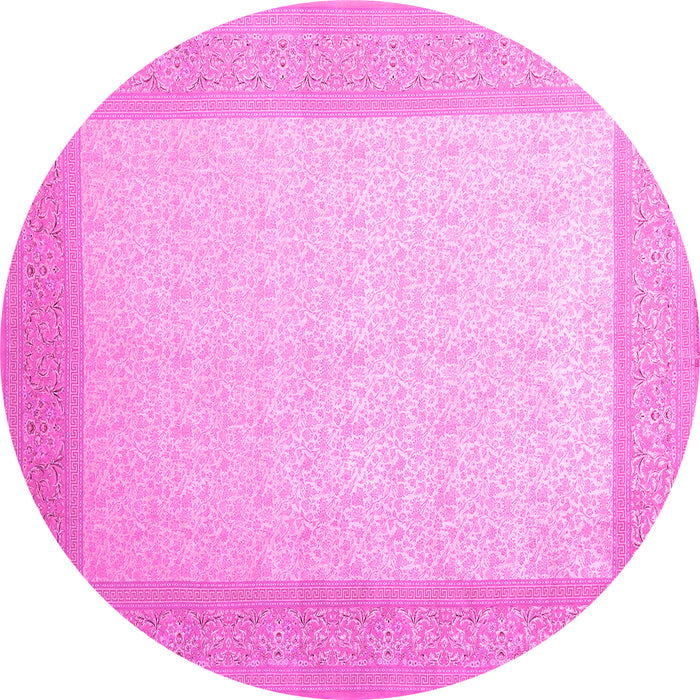 Round Abstract Pink Contemporary Rug, con288pnk