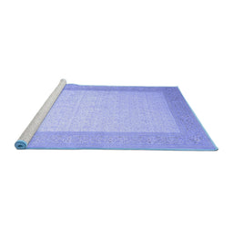 Sideview of Machine Washable Abstract Blue Contemporary Rug, wshcon288blu