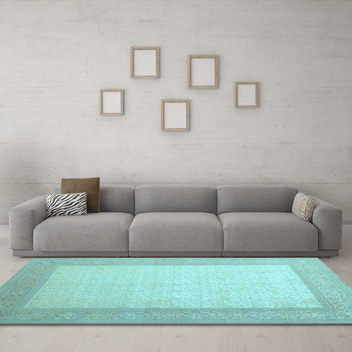 Machine Washable Abstract Light Blue Contemporary Rug in a Living Room, wshcon288lblu
