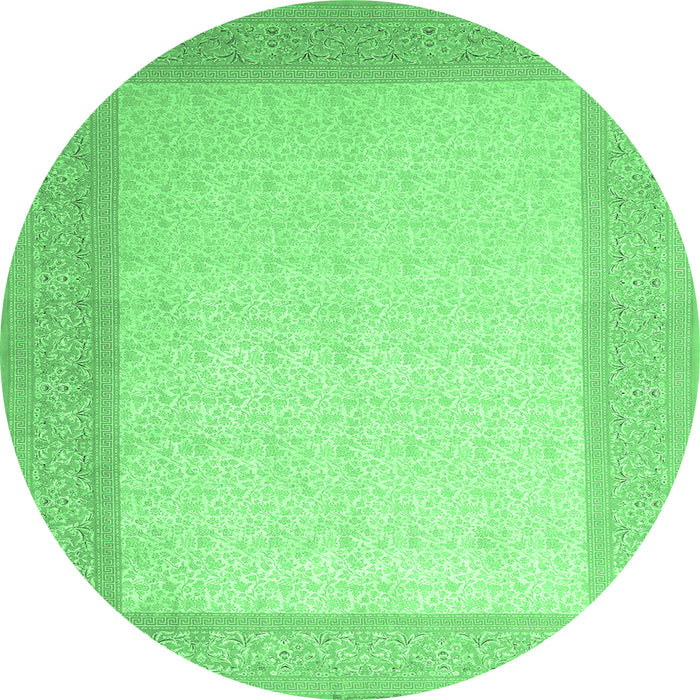 Round Abstract Emerald Green Contemporary Rug, con288emgrn