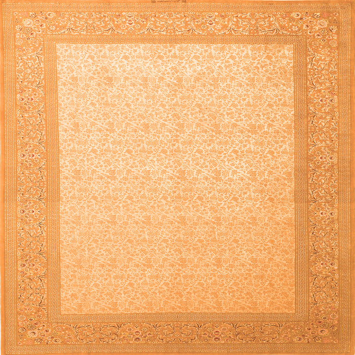 Round Machine Washable Abstract Orange Contemporary Area Rugs, wshcon288org