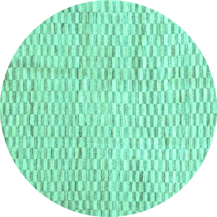 Round Machine Washable Solid Turquoise Modern Area Rugs, wshcon2890turq