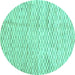 Round Machine Washable Solid Turquoise Modern Area Rugs, wshcon2890turq